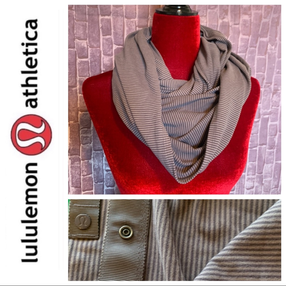 Grey Stripe “Vinyasa” Convertible Snap Scarf